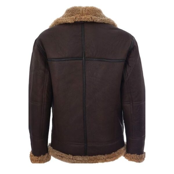 Veste aviateur en daim et peau de mouton marron chocolat pour homme (modèle B3) (3)