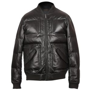 Doudoune en peau de mouton pour homme, noire