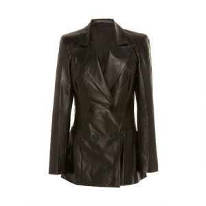 Blazer doppiopetto in pelle di pecora da donna