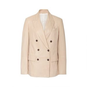 Blazer in vera pelle di agnello rosa pastello