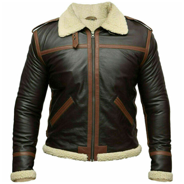 Veste d'aviateur en peau de mouton marron style bombardier B-3 de la RAF (2)
