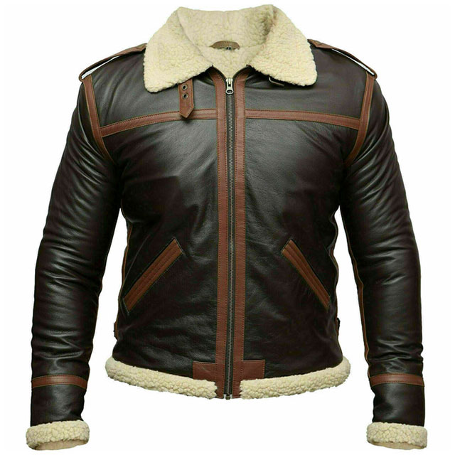 Veste d’aviateur en peau de mouton marron style bombardier B-3 de la RAF