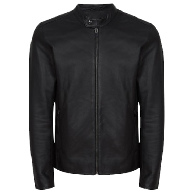 Veste de café racer en cuir véritable noir pour homme Keith