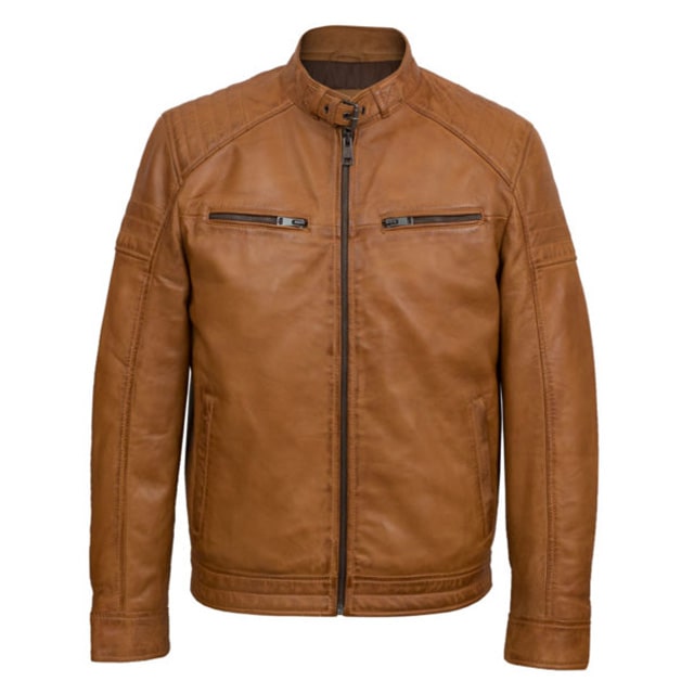 Veste de camionneur en peau de mouton beige pour homme