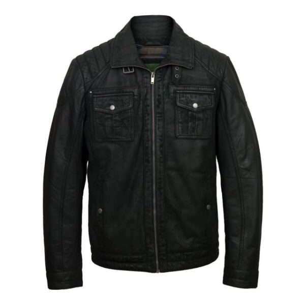 Veste de camionneur vintage marron pour homme en cuir véritable véritable (2)