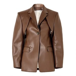 Blazer in pelle di agnello convertibile da donna