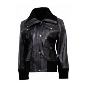 blouson aviateur noir multipoches pour femme