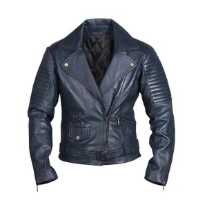 Giacca da motociclista classica in pelle da donna