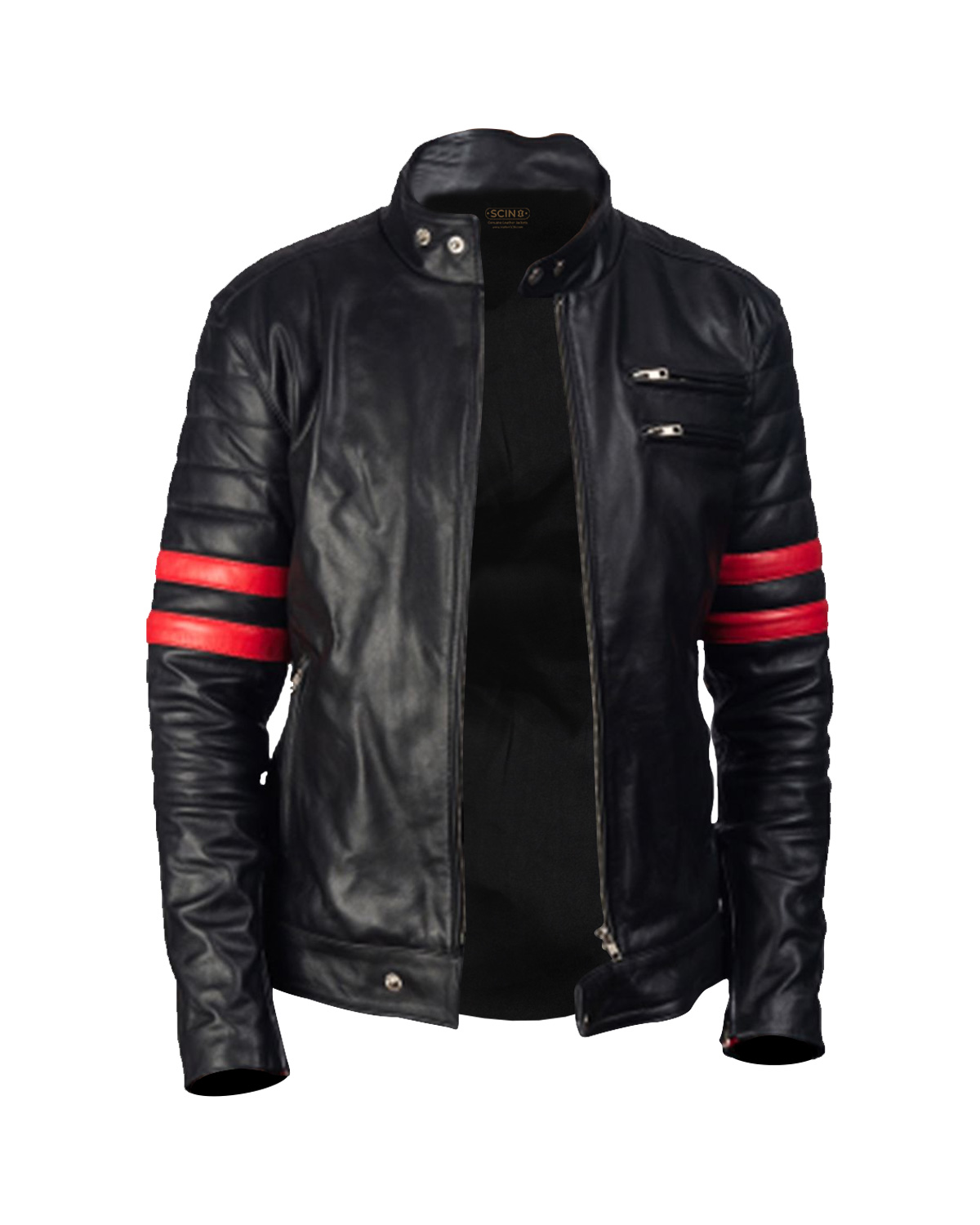 Veste de motard en cuir véritable Jasper