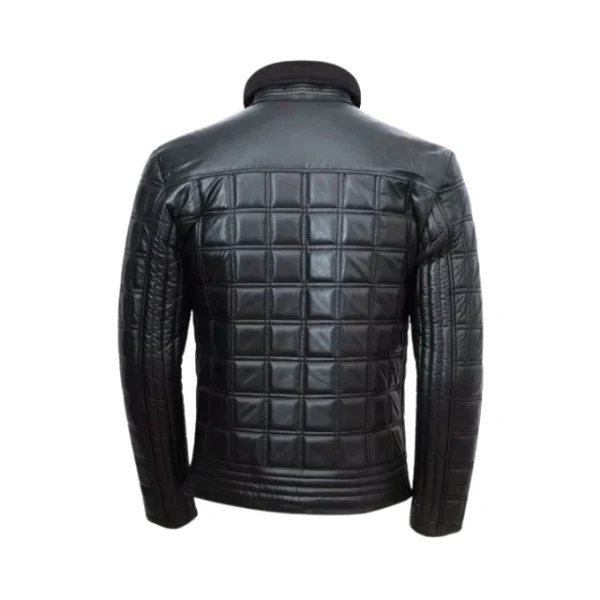 Veste matelassée en peau de mouton noire pour homme (2)