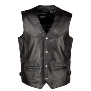 gilet traditionnel en cuir véritable pour homme