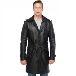 Manteau classique en peau d'agneau noire