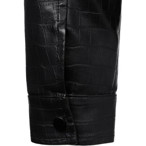 Blouson aviateur pour homme en cuir véritable véritable, imprimé alligator, style bomber (6)