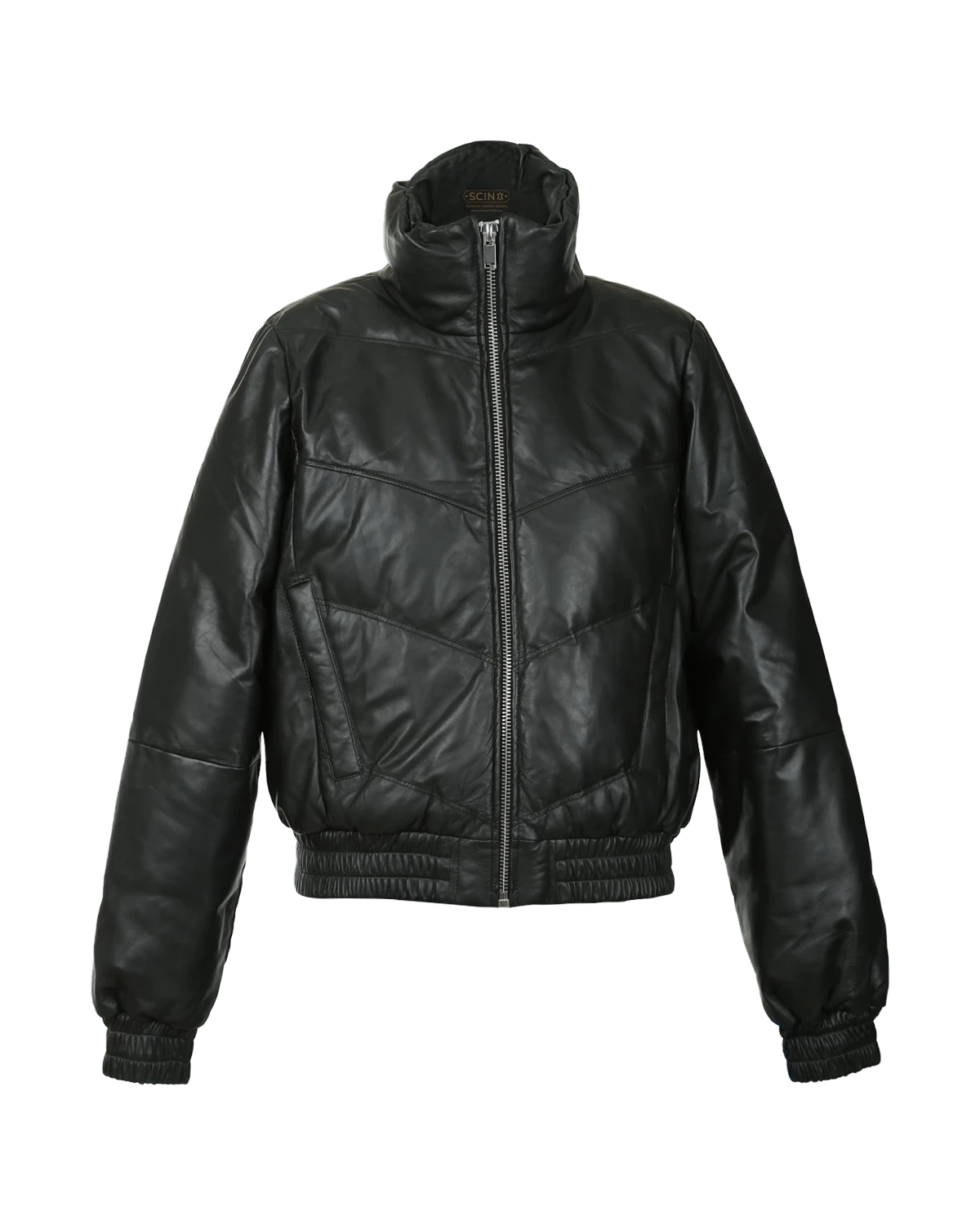 Veste bomber matelassée en cuir véritable Iris
