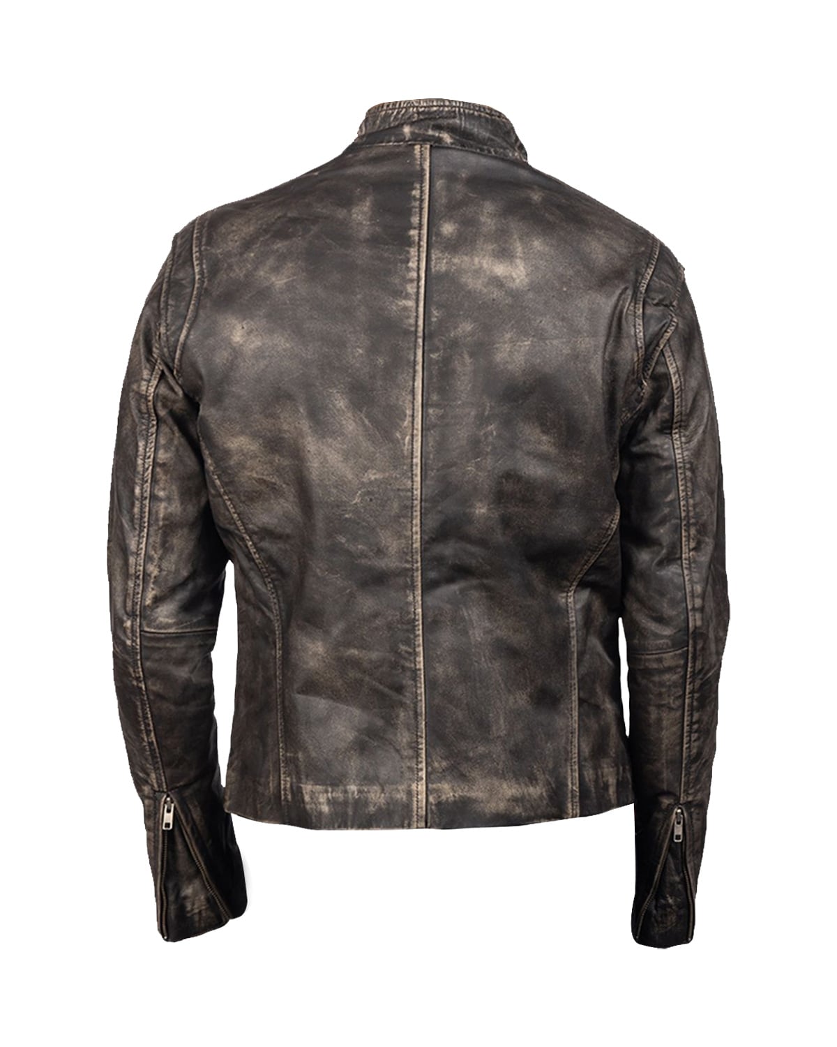 Veste en cuir véritable de moto Lewis (4)
