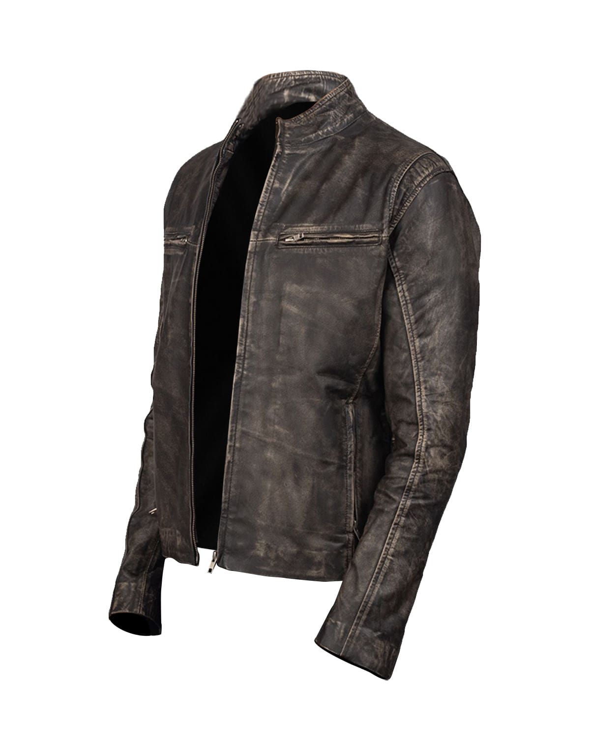 Veste en cuir véritable de moto Lewis (3)