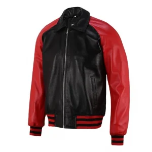 Blouson de baseball aviateur en cuir véritable d'agneau pour hommes