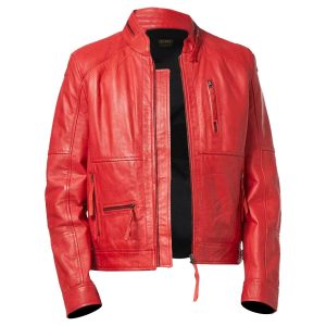 Giacca in pelle da motociclista classica Mike