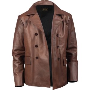 Cappotto in pelle navale