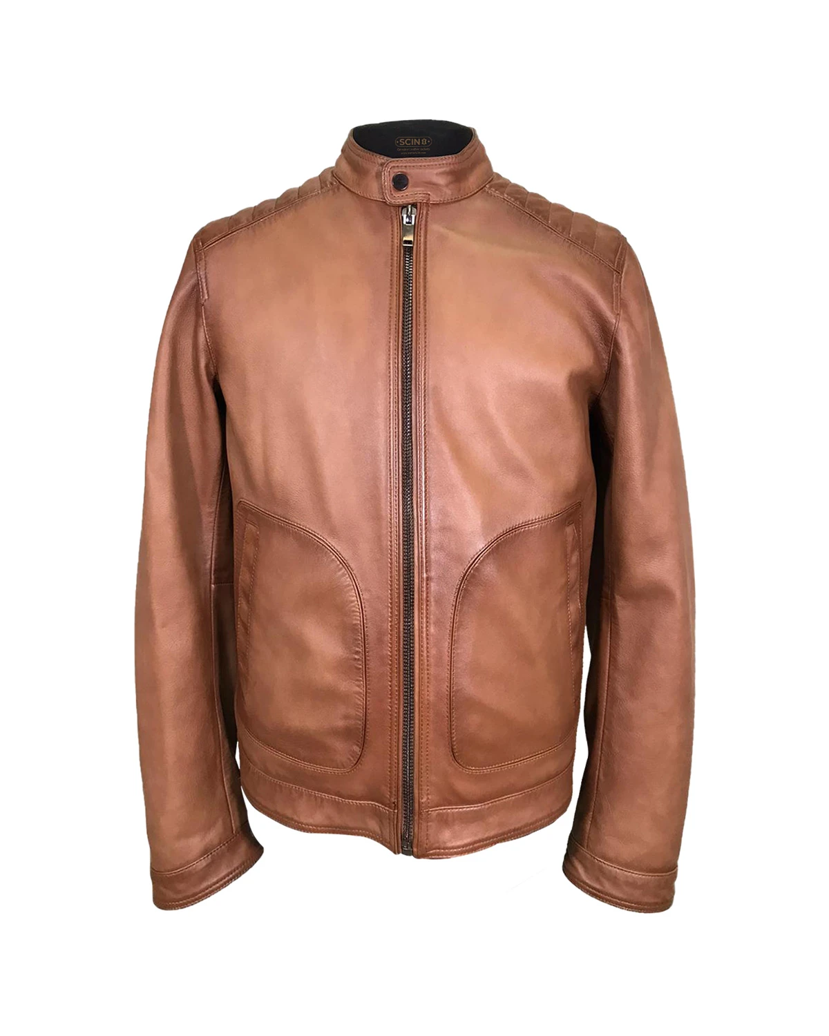 Veste de motard en cuir véritable Noah