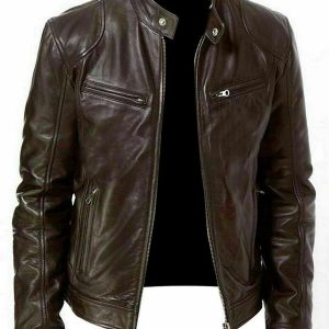 Giacca in pelle da motociclista Roy Sheepskin