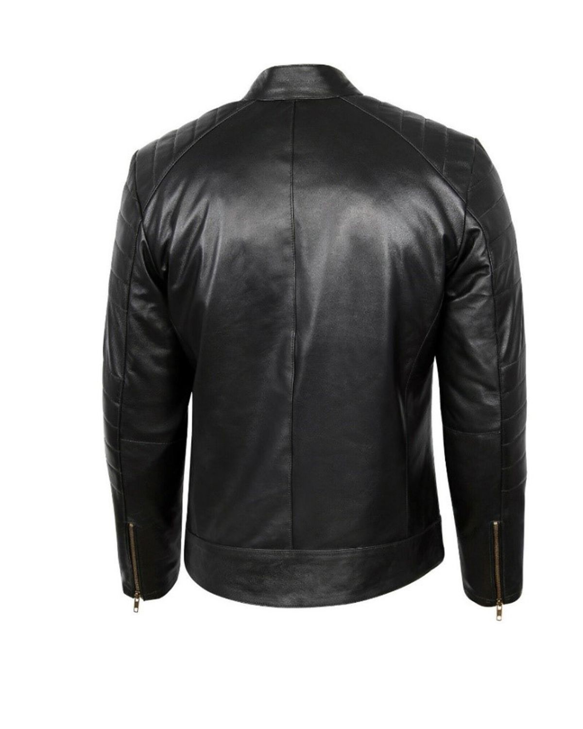 Veste en cuir véritable de motard classique Anthony (4)