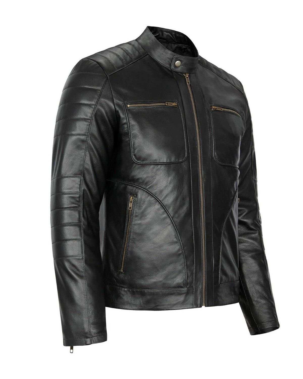 Veste en cuir véritable de motard classique Anthony (3)