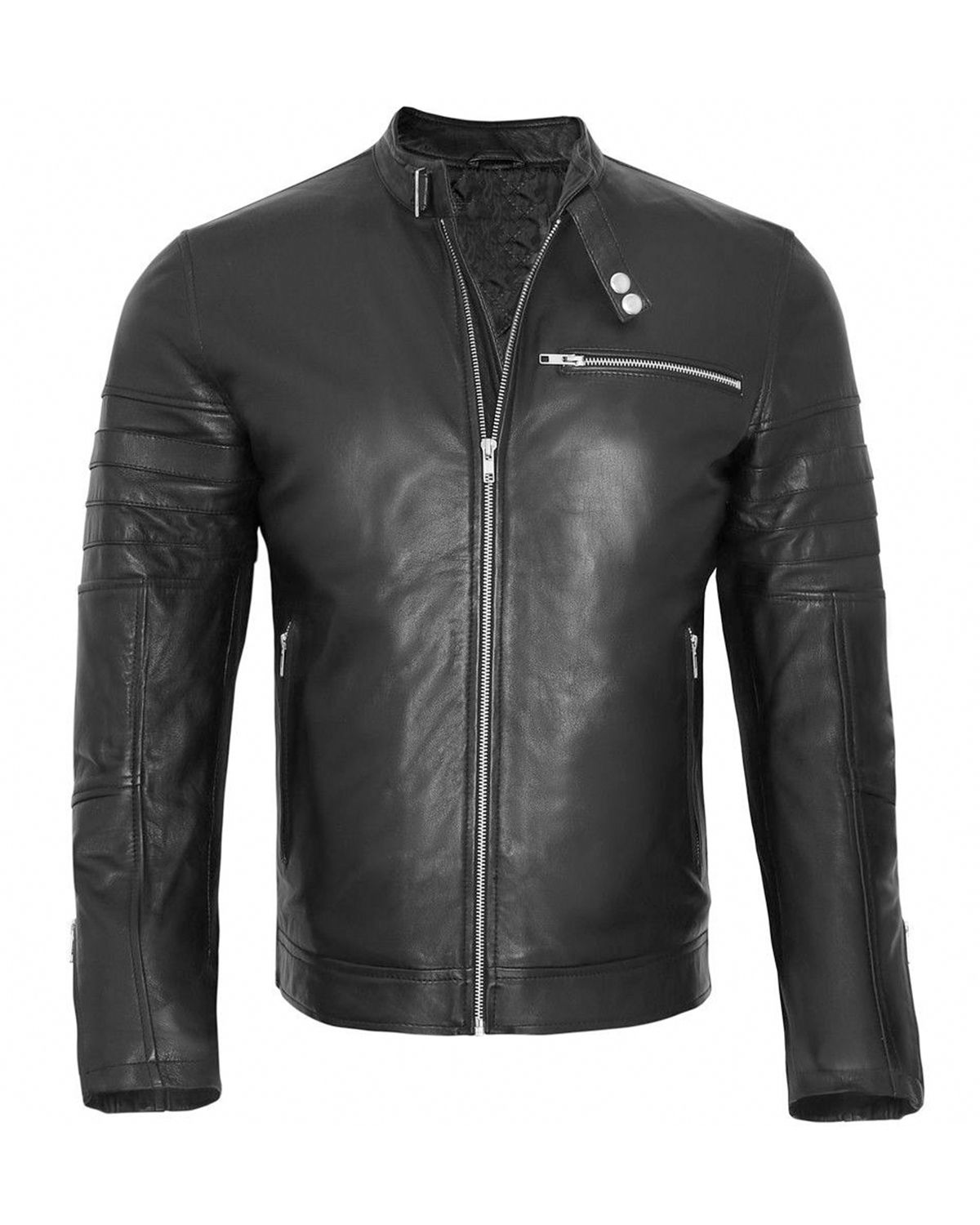 Veste de motard en cuir véritable Bruce