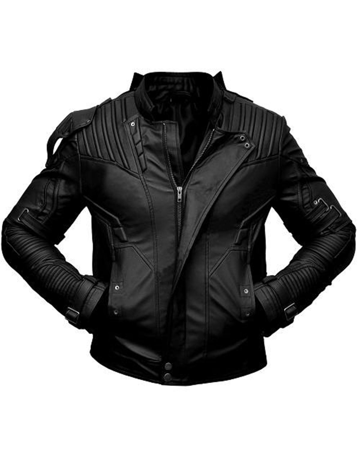 Veste de motard en cuir véritable Asher