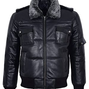 Doudoune aviateur en cuir véritable Rafael