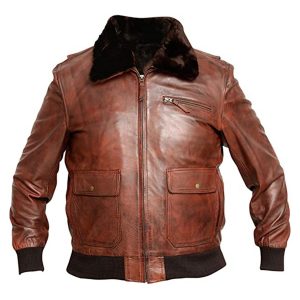Giacca da aviatore in pelle da uomo G-1 Navy Bomber