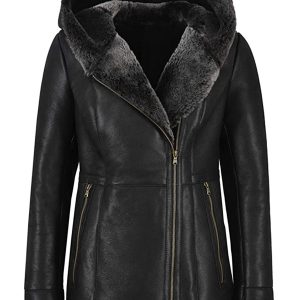 Giacca lunga in pelle Deborah Shearling