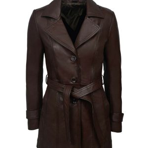 Manteau en cuir véritable Shelby Trench