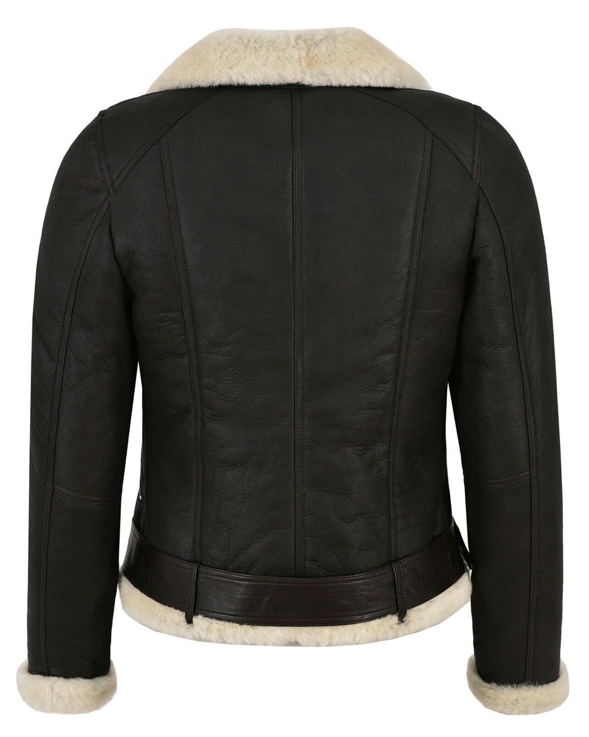 Veste de motard en cuir véritable de mouton retourné Celia (3)