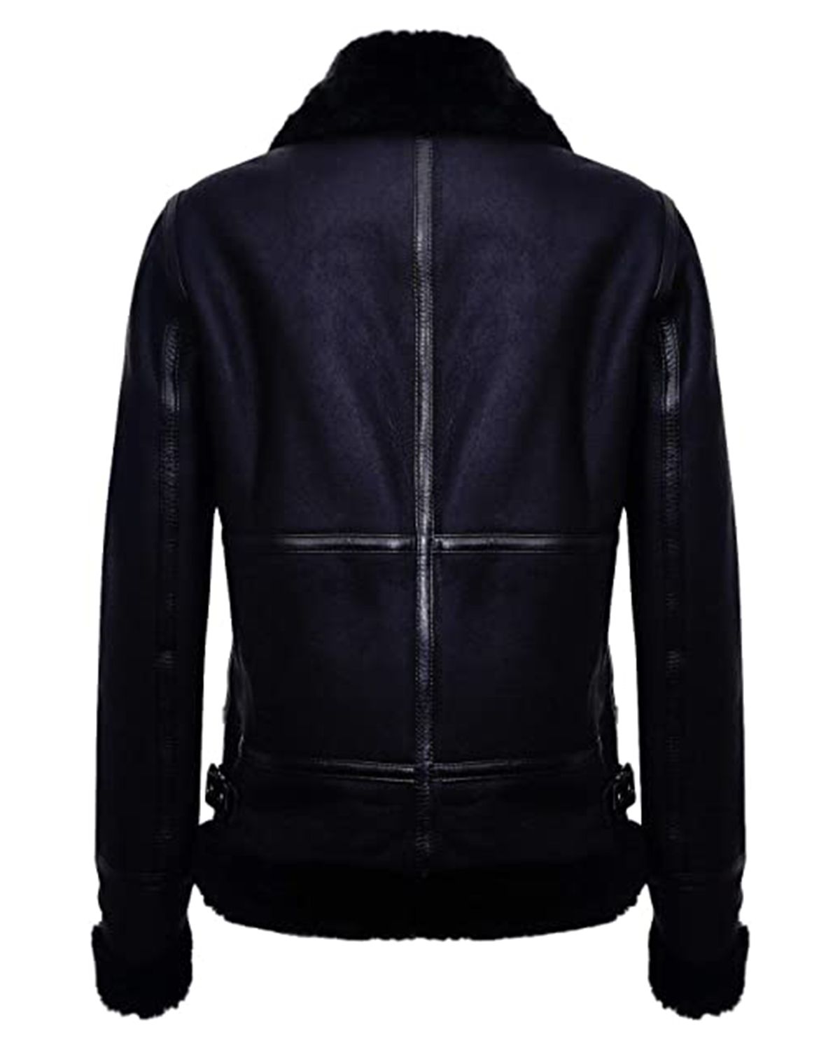 Veste de motard aviateur classique en cuir véritable naturel pour femme (3)
