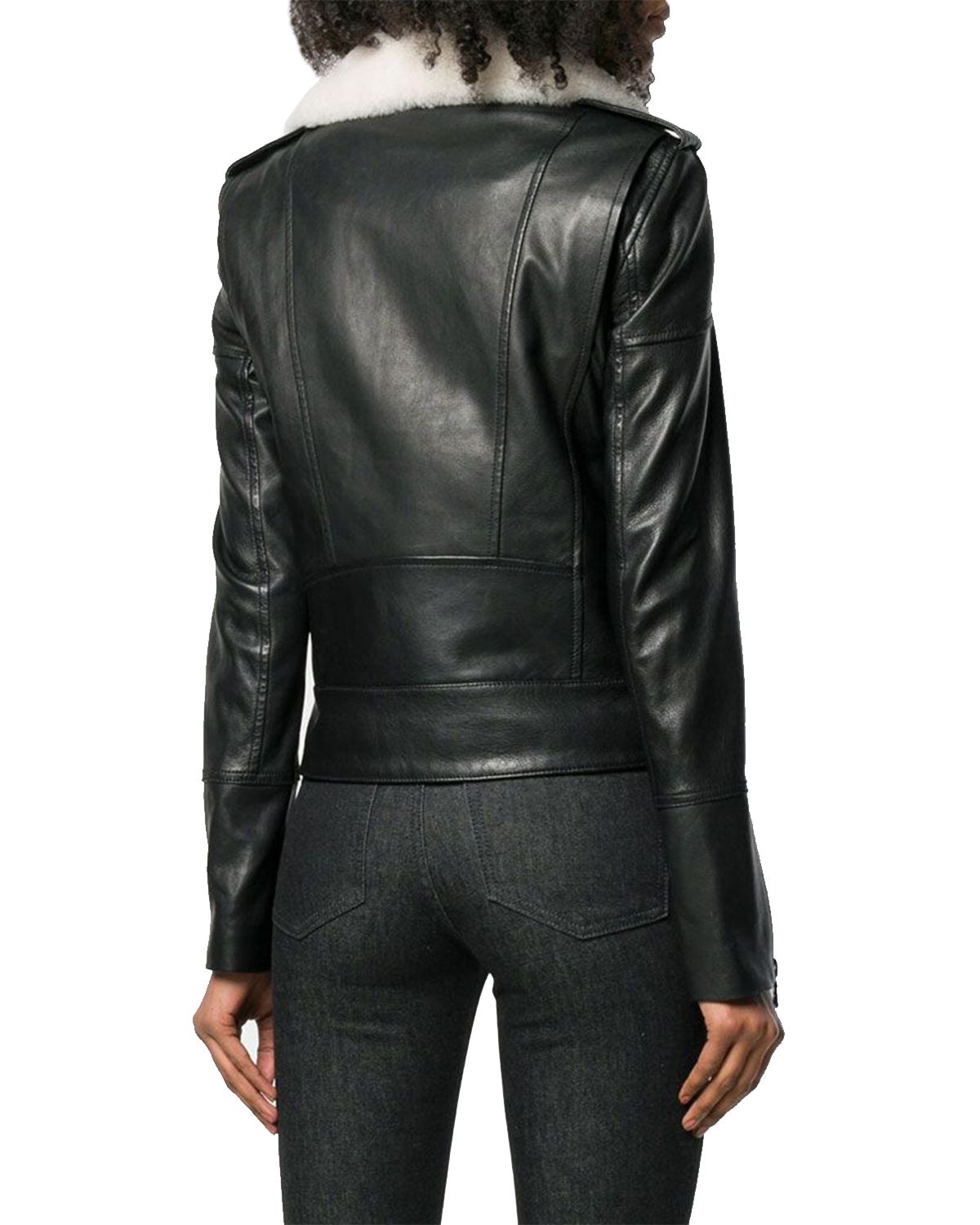 Veste de motard en cuir véritable Lara Aviator (4)