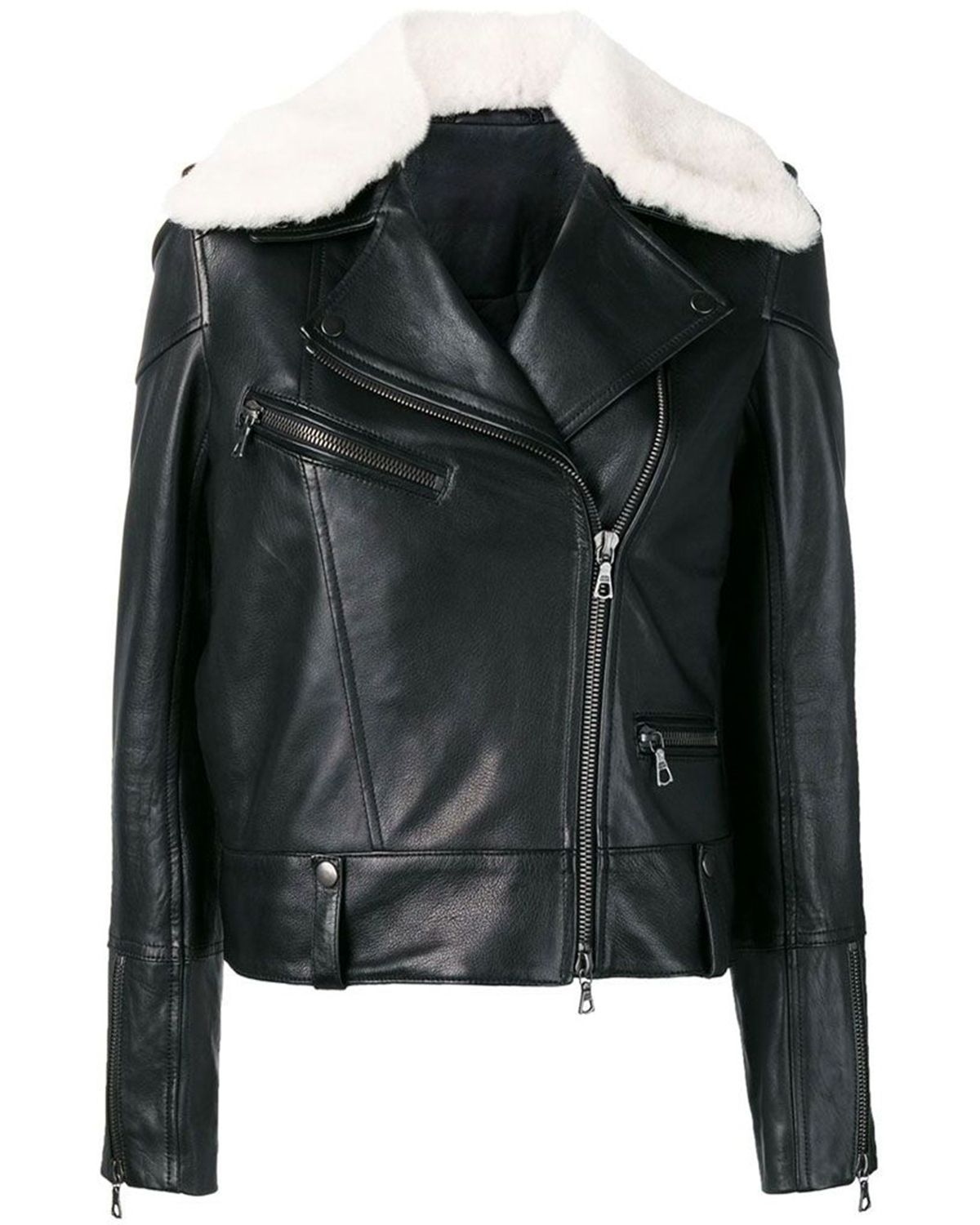 Veste de motard en cuir véritable Lara Aviator