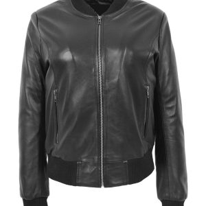 blouson aviateur en cuir véritable écarlate