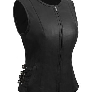 Gilet de motard en cuir véritable Tiana