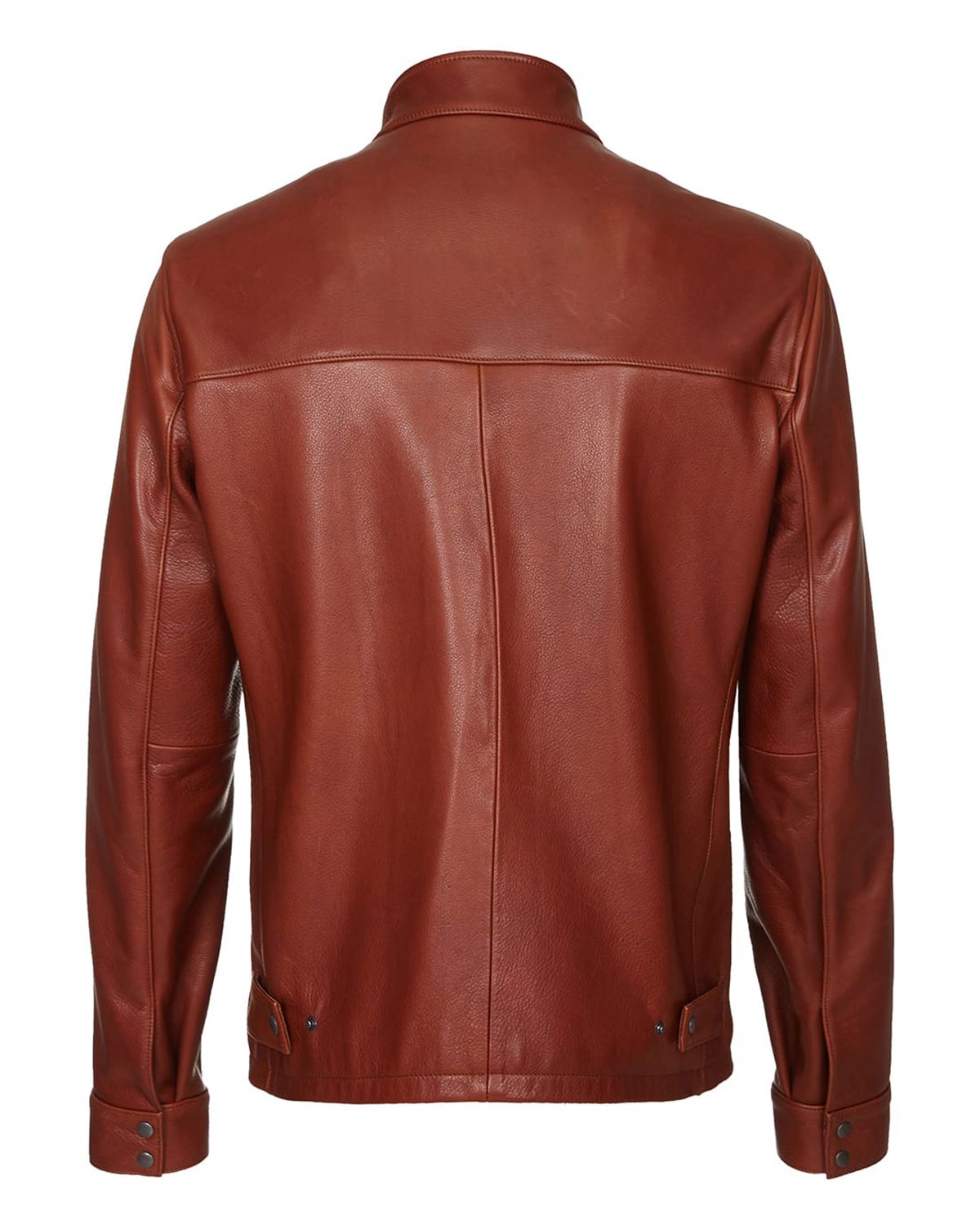 Veste en peau de mouton marron pour homme, style café racer (4)
