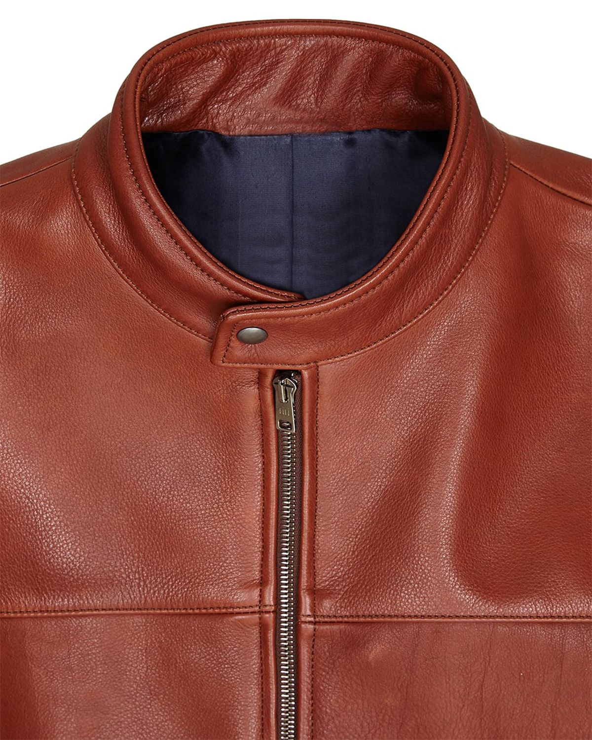 Veste en peau de mouton marron pour homme, style café racer (3)