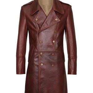 Cappotto in pelle da uomo in stile militare