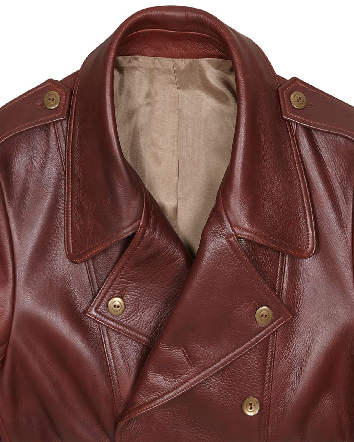 Manteau en cuir véritable style militaire pour homme (3)