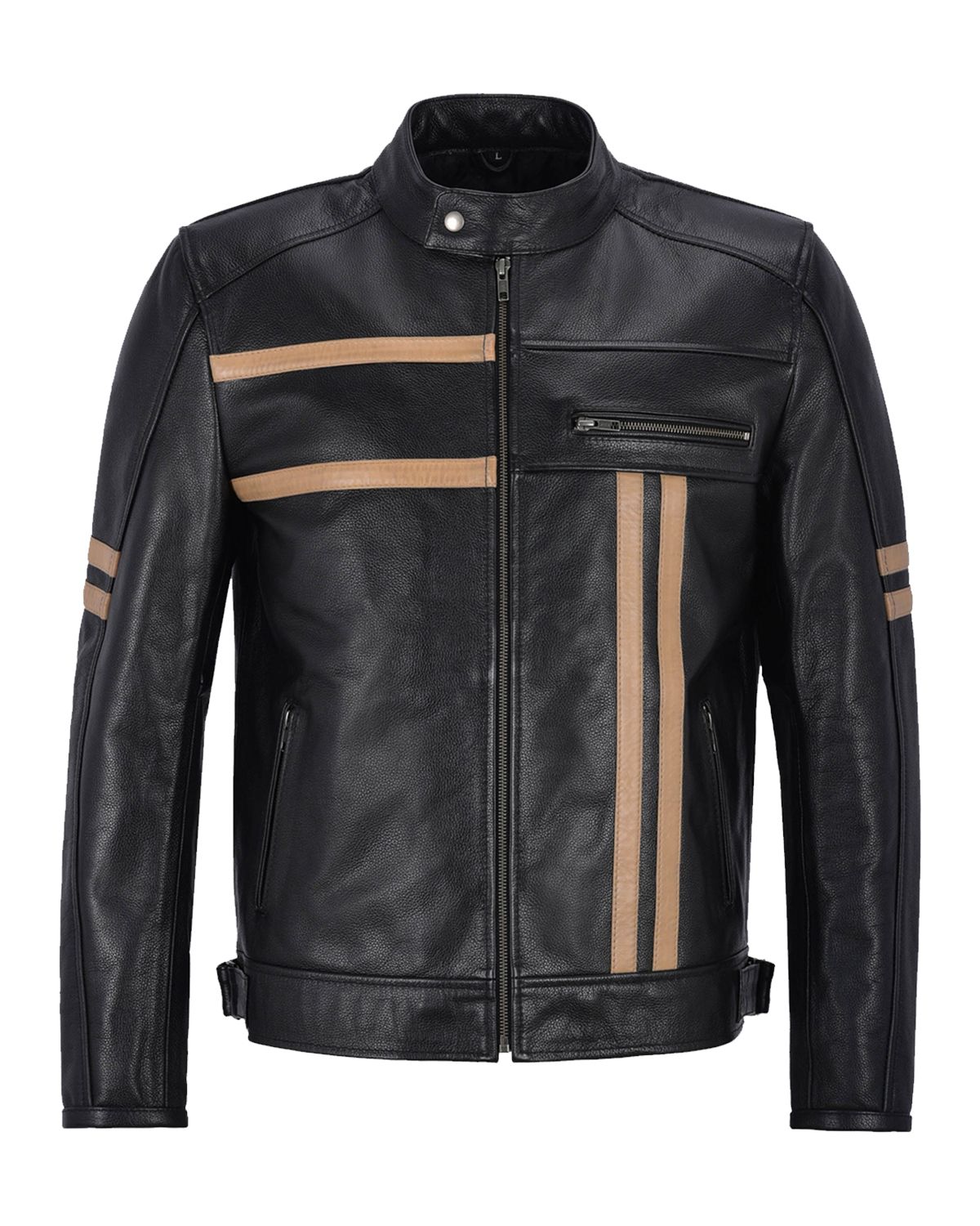 Veste de motard en cuir véritable Evan