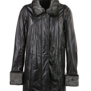 Manteau en cuir véritable Flora