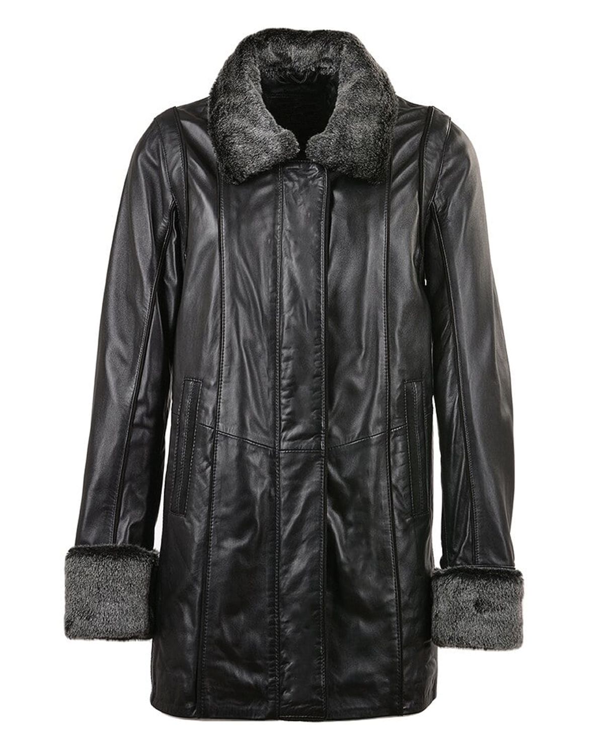 Manteau en cuir véritable Flora