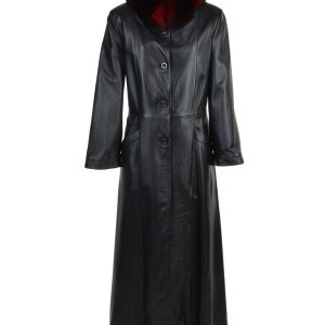 Manteau long en cuir véritable Sandra