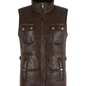 Gilet en cuir véritable matelassé Isabella