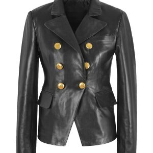 Veste blazer classique pour femme en cuir véritable véritable