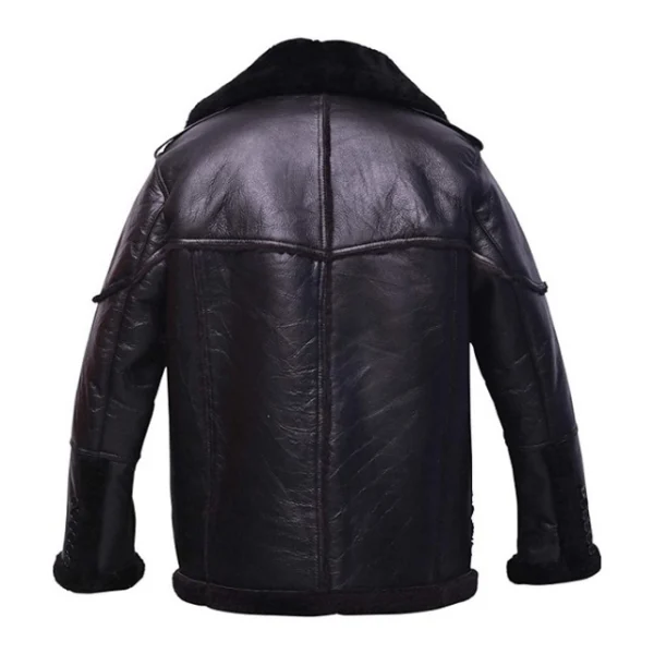 Veste pour homme en véritable peau de mouton avec fourrure noire (3)